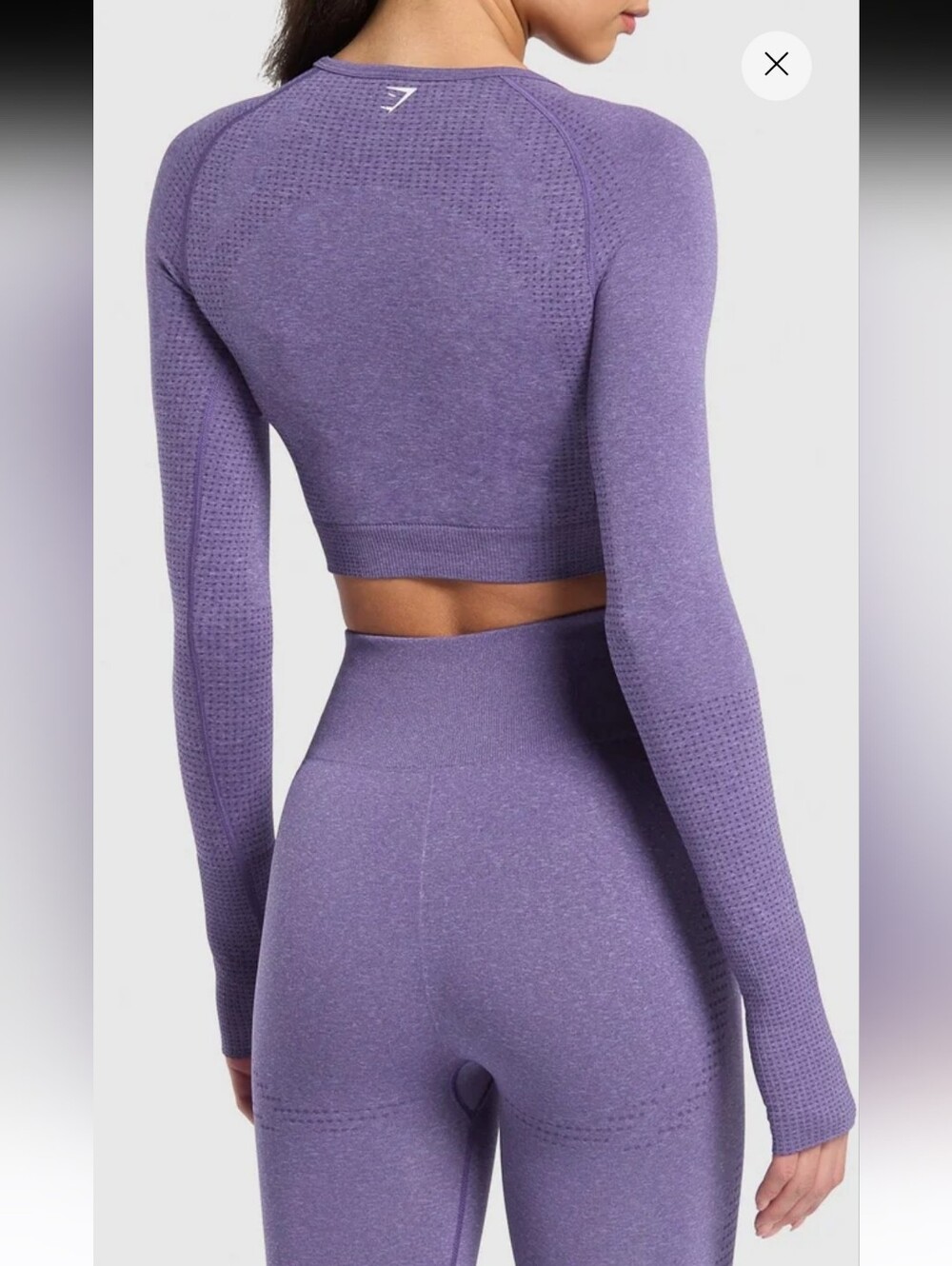 Gymshark Vital Seamless Women's Purple Leggings and Long Sleeve Crop Top Set - Picture 2 of 11